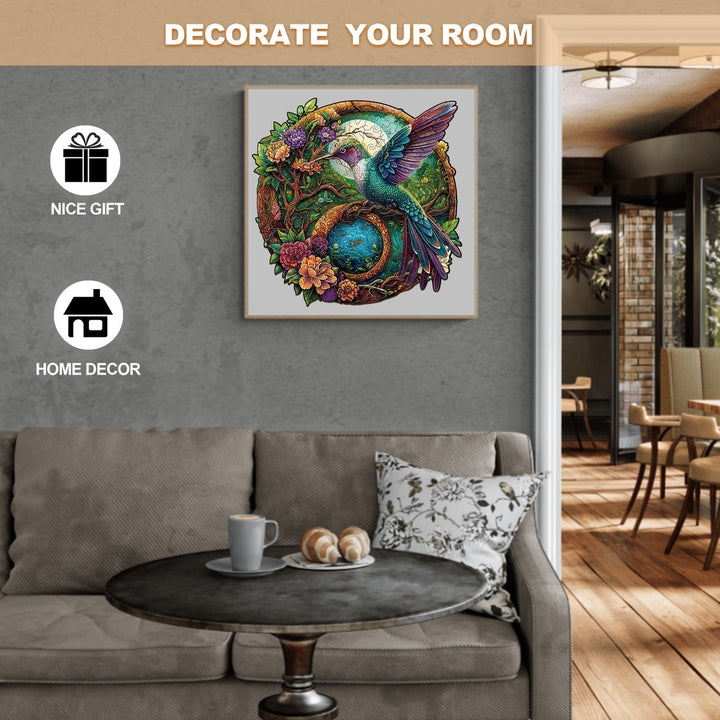 Yin Yang Hummingbird-2 Wooden Jigsaw Puzzle-Woodbests