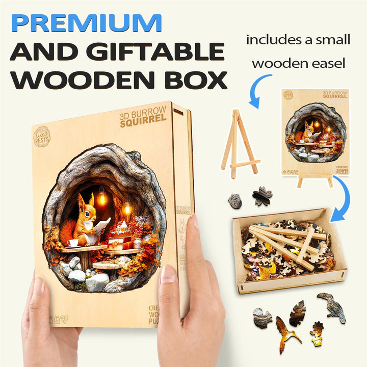 3D Burrow Squirrel Wooden Jigsaw Puzzle - By Woodbests