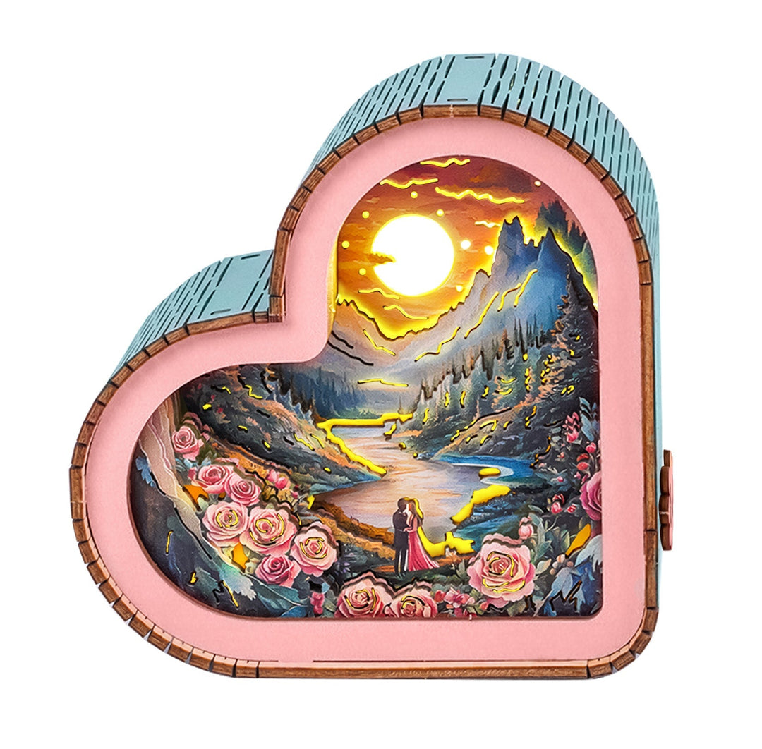 Rosen & Verliebte - 3D Holz Nachtlicht Bausatz