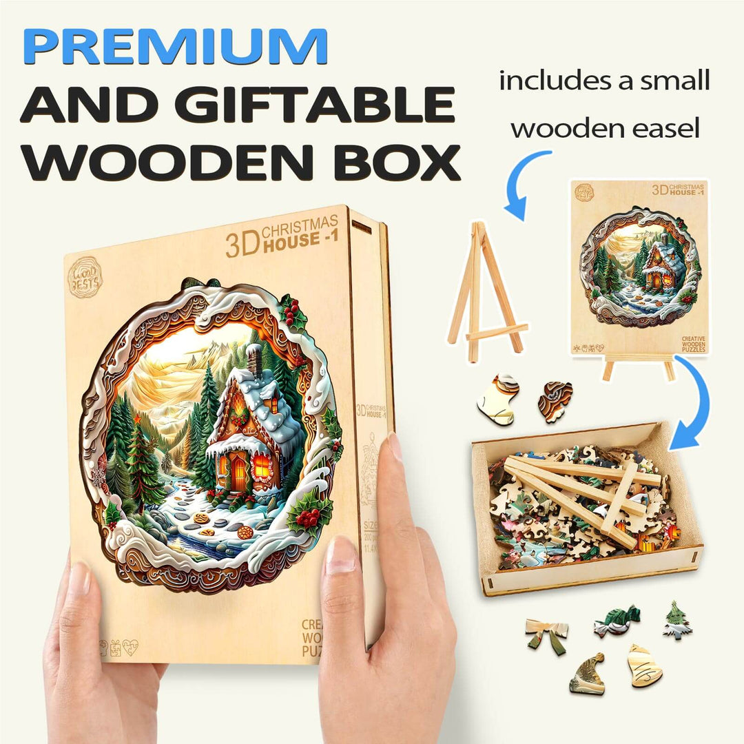 3D Christmas House-1 Wooden Jigsaw Puzzle - By Woodbests