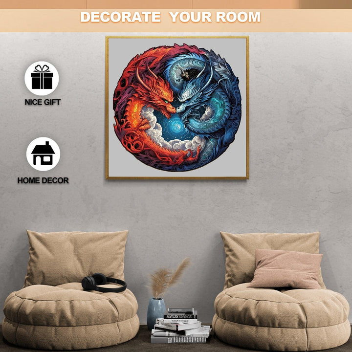 Yin-Yang Dragon-2 Wooden Jigsaw Puzzle