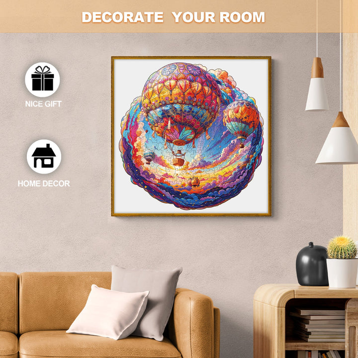 Hot Air Balloon Wooden Jigsaw Puzzle-Woodbests