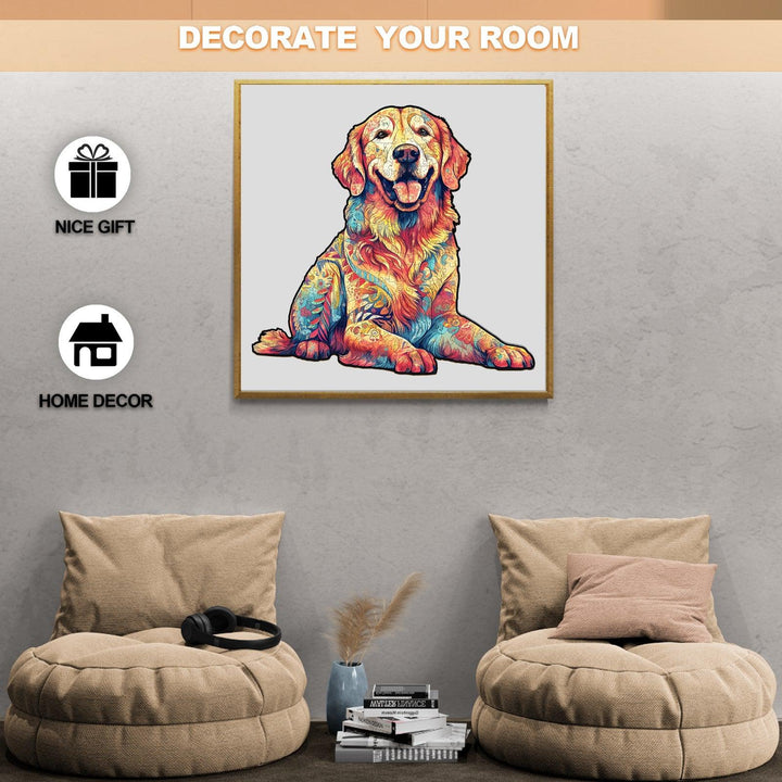 Loyal Golden Retriever Wooden Jigsaw Puzzle-Woodbests