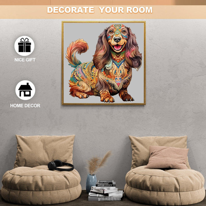 Long-haired Dachshund 1 Wooden Jigsaw Puzzle-Woodbests