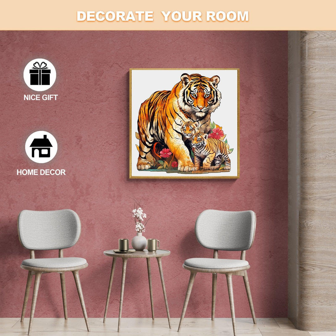 Tiger Family-2 Wooden Jigsaw Puzzle-Woodbests