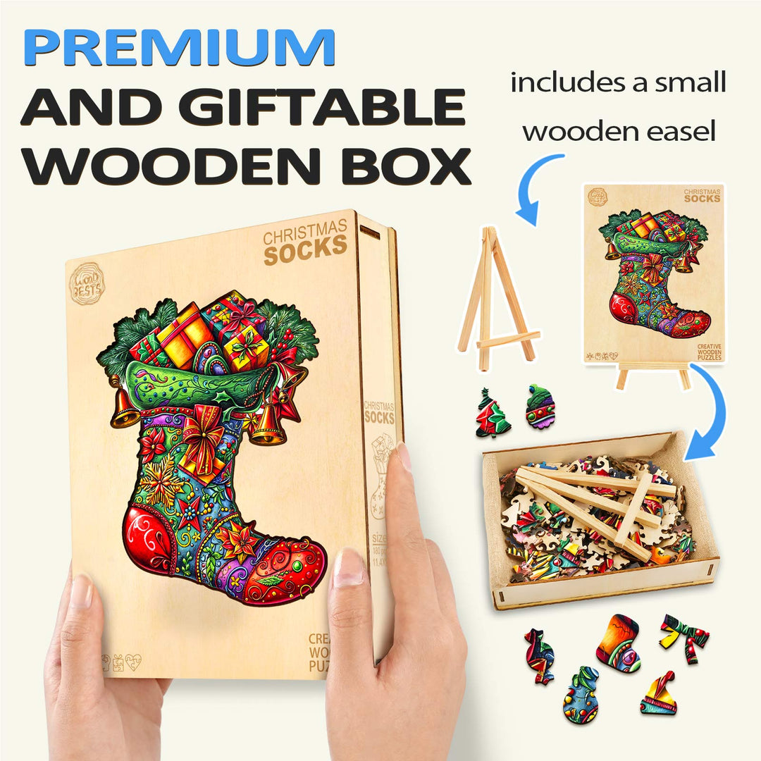 Weihnachtsstrümpfe Holzpuzzle