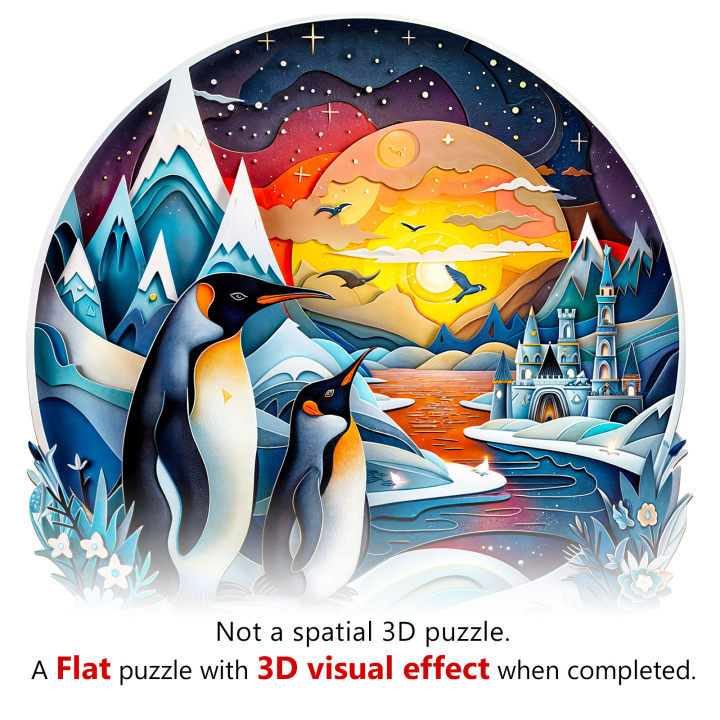 3D Pinguin-Familie Holzpuzzle
