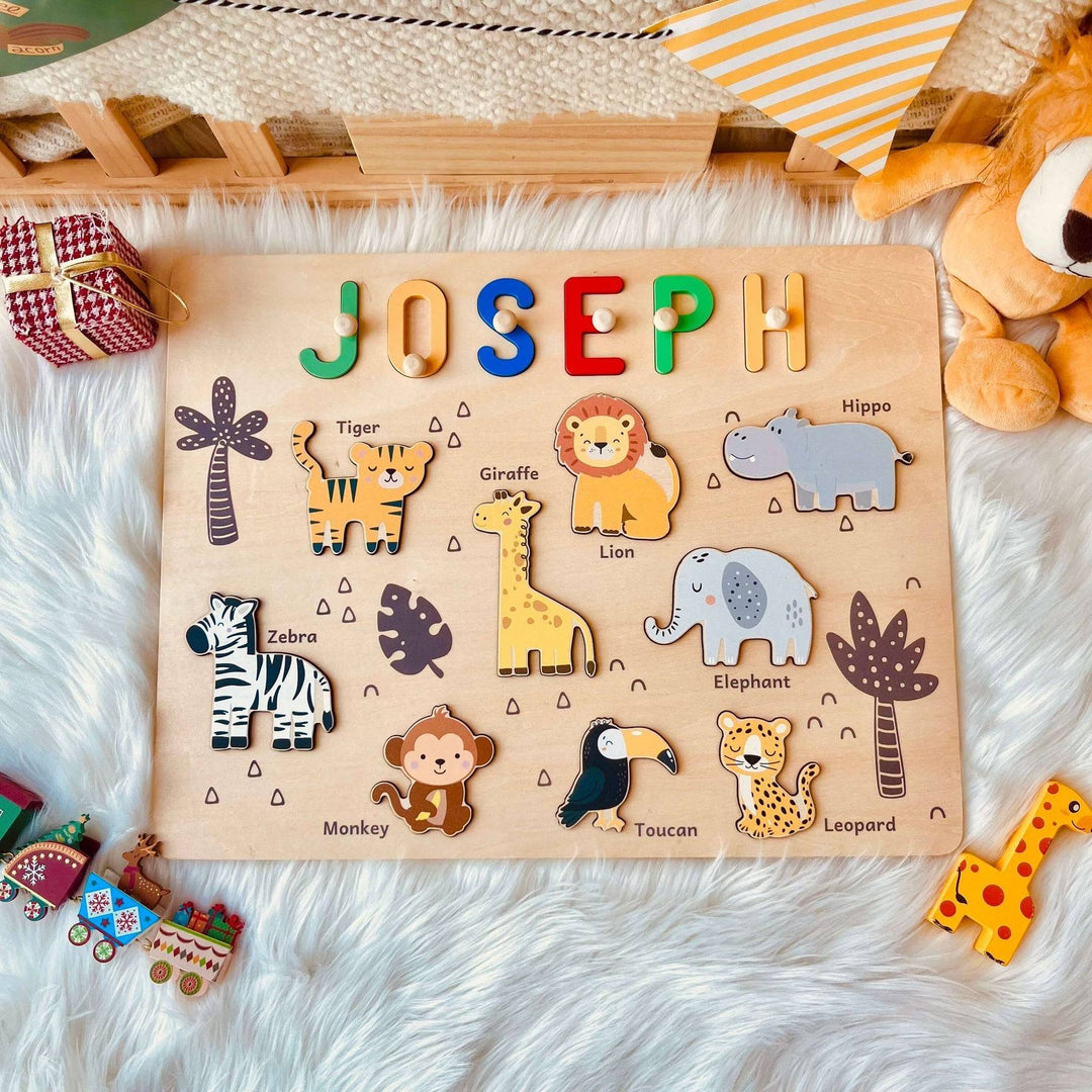 Personalisiertes Dschungeltier Namen Puzzle