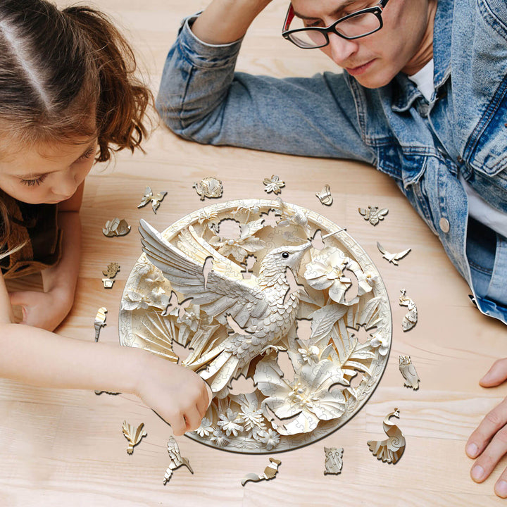 Papier-Kolibri 2 Holzpuzzle