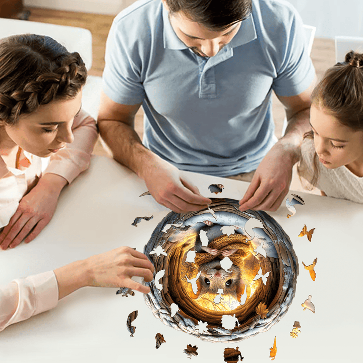 3D Cave Mouse Wooden Jigsaw Puzzle - Woodbests