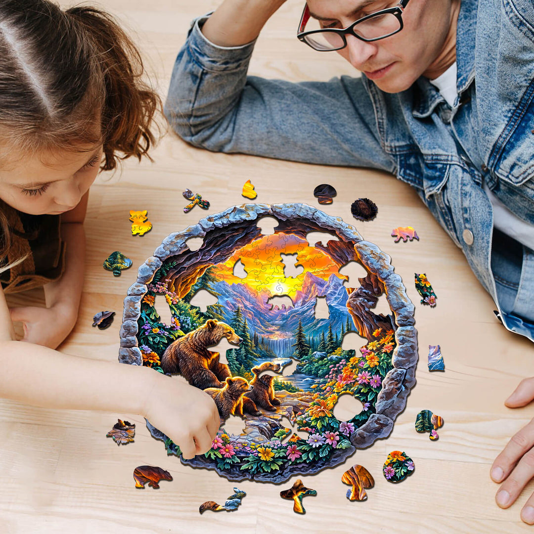 Bären-Wanderung Holzpuzzle