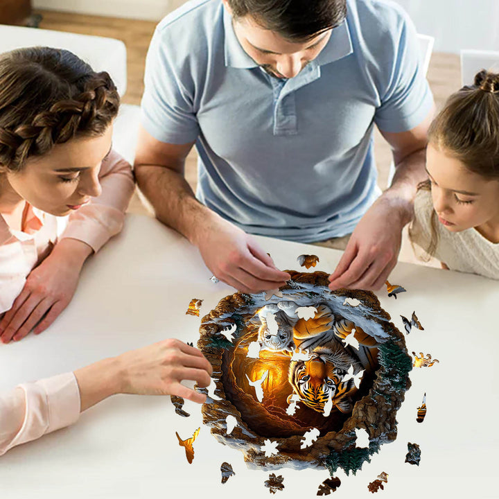 3D Tiger Family-2 Wooden Jigsaw Puzzle - Woodbests