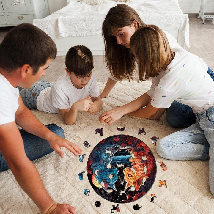 Yin Yang Cat-2 Wooden Jigsaw Puzzle-Woodbests