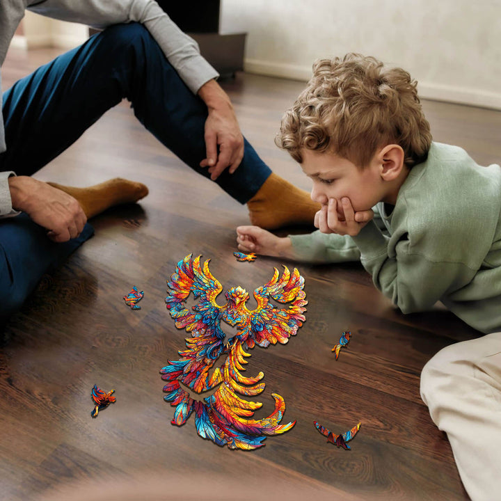 Flammengeborenes Holzpuzzle