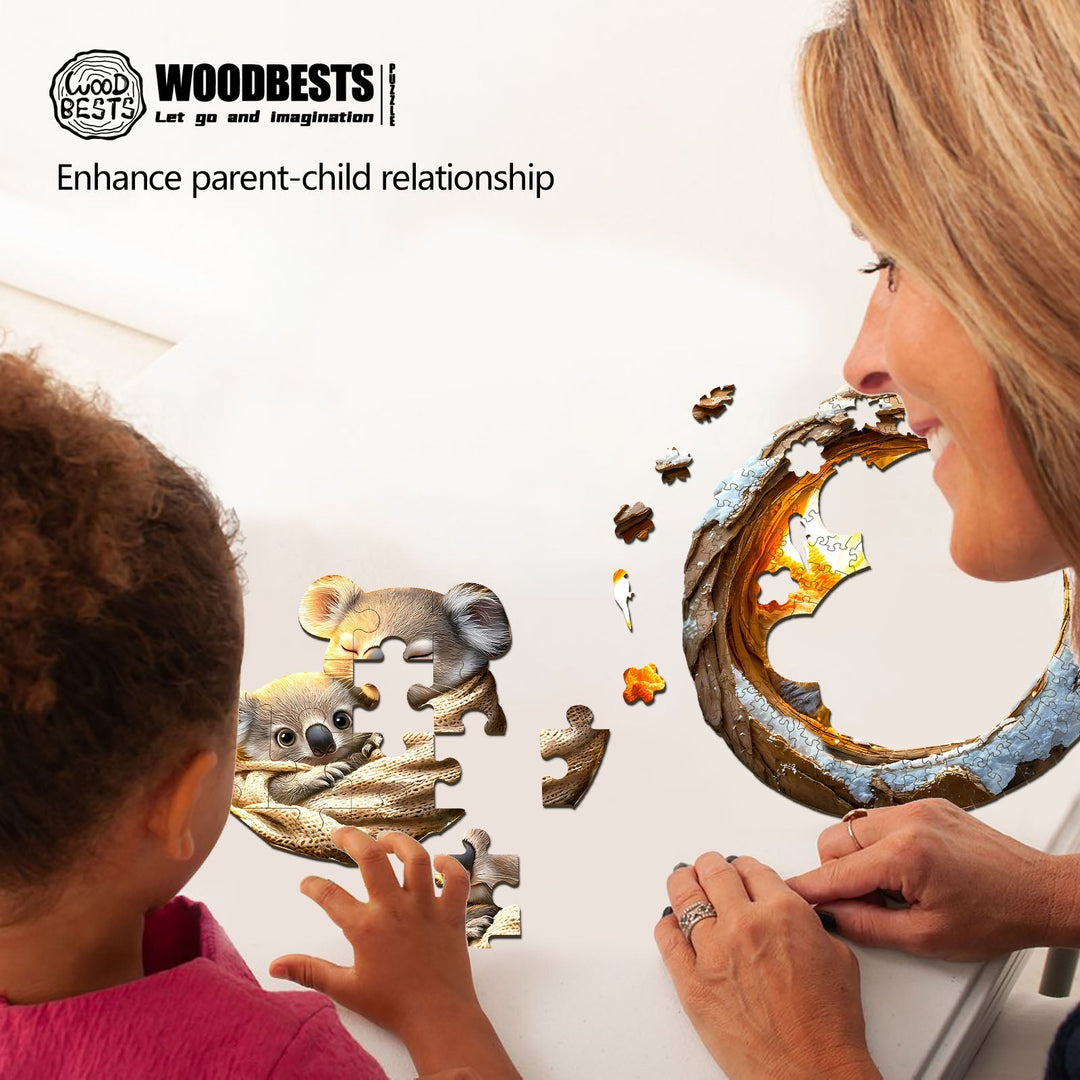 Kind in Mamas Armen Holzpuzzle