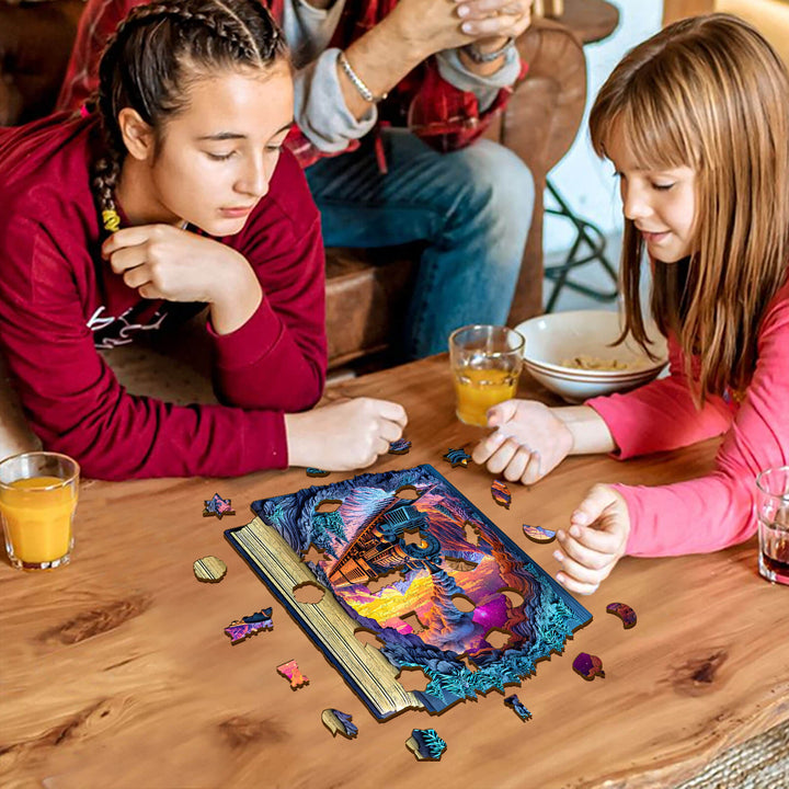 Polarlichter-Zug Holzpuzzle