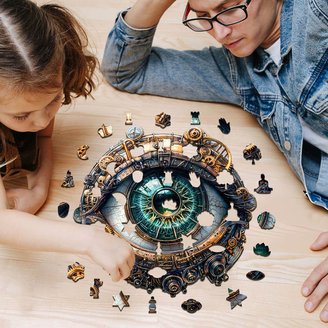 3D Roboter-Augen Holzpuzzle