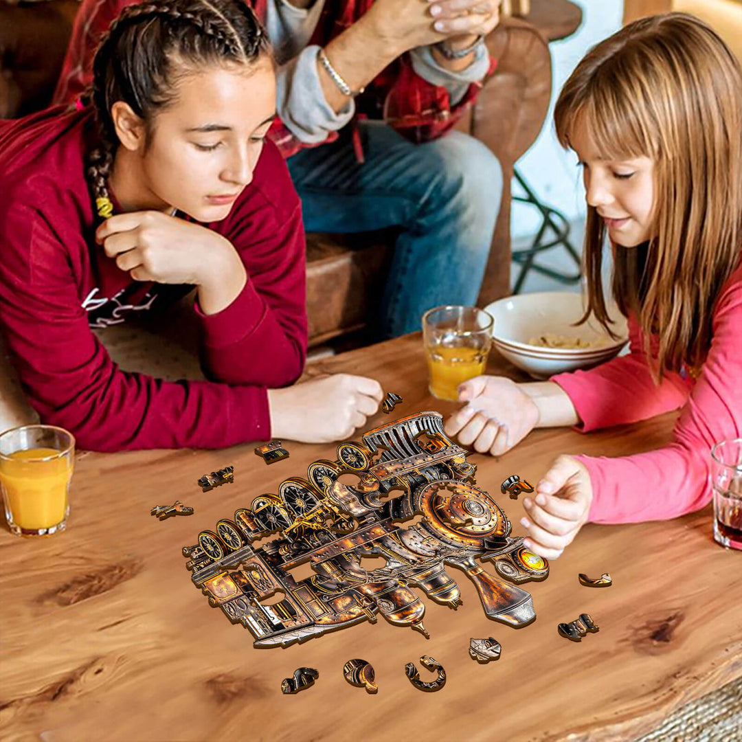 Mechanisches Dampfzug Holzpuzzle