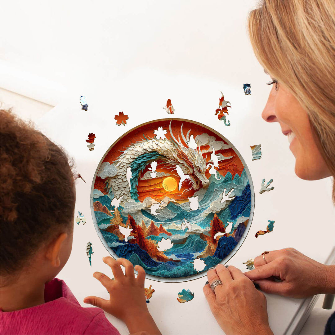 3D Colorful Dragon-1 Wooden Jigsaw Puzzle - By Woodbests