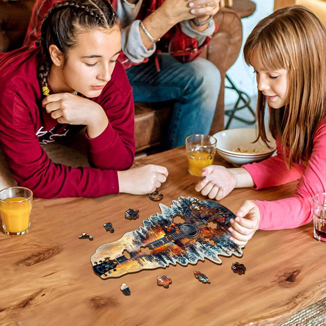 Abendrot-Gitarren Holzpuzzle