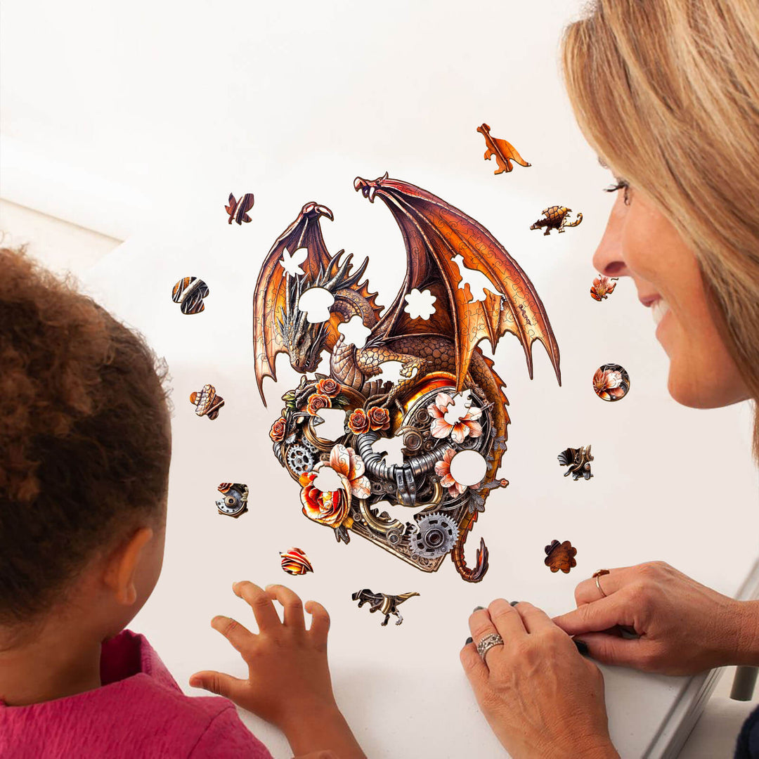 Mechanischer Drachenkern Holzpuzzle