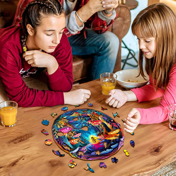 3D Colorful Paper Sculpture Mushroom Wooden Jigsaw Puzzle - By Woodbests