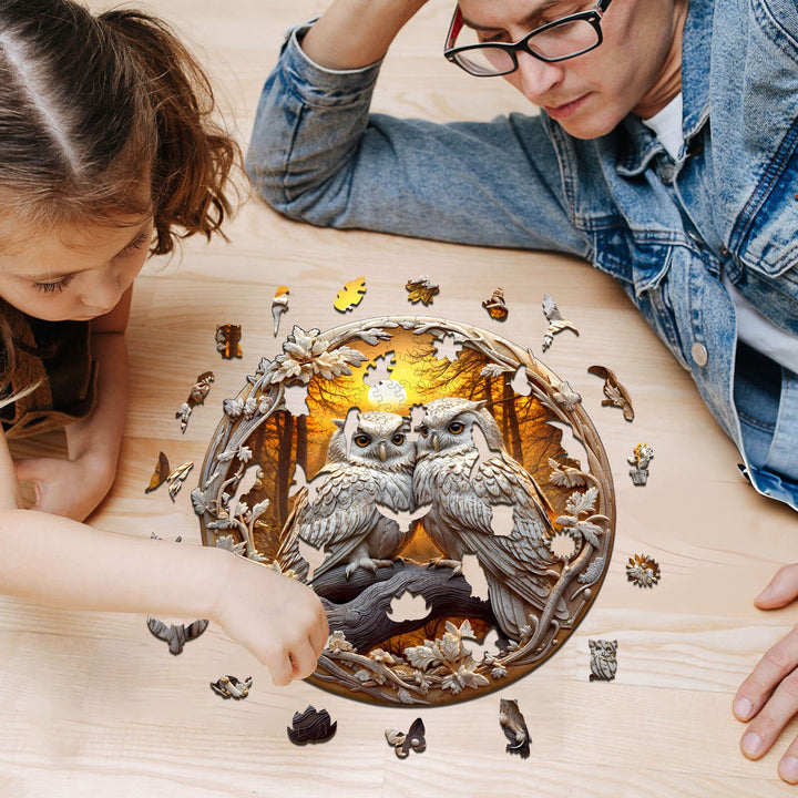Eulen 3 Holzpuzzle