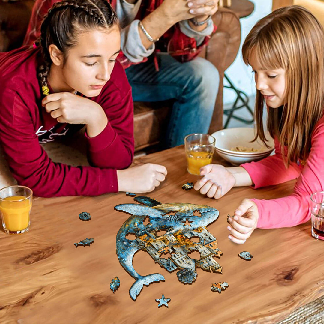 Walfisch-Stadt Holzpuzzle