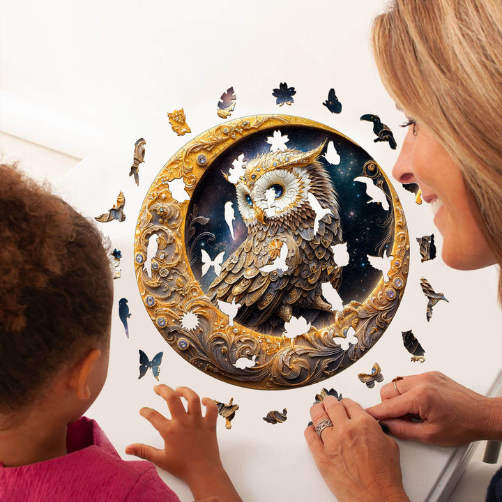 Mond-Eule Holzpuzzle