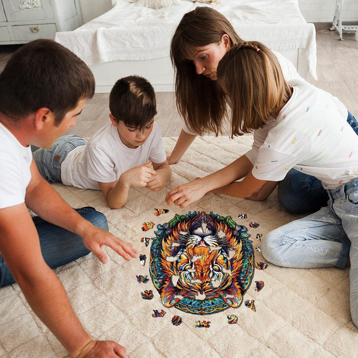 Mandala Tiger Wooden Jigsaw Puzzle-Woodbests