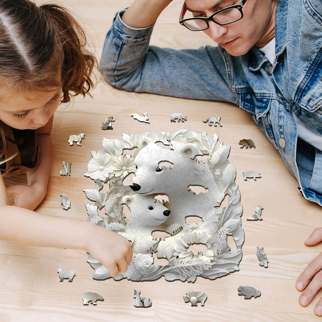 Eisbärenfamilie Holzpuzzle