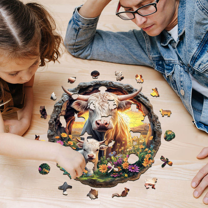Rinderfamilie Holzpuzzle
