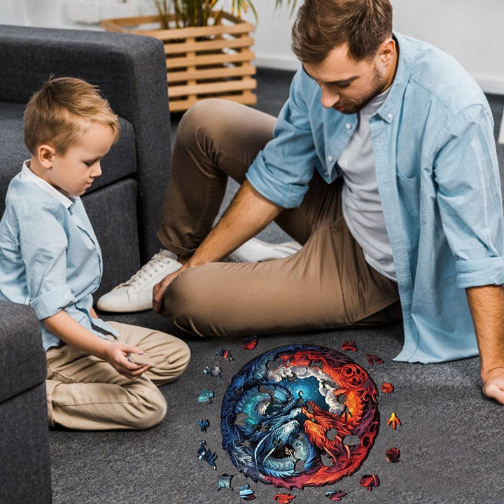 Yin-Yang Dragon-2 Wooden Jigsaw Puzzle