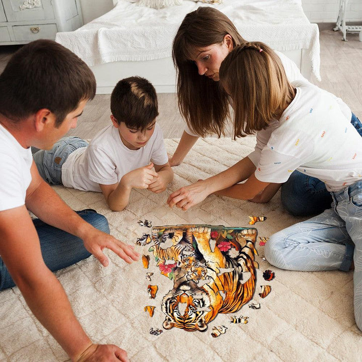 Tiger Family-2 Wooden Jigsaw Puzzle-Woodbests