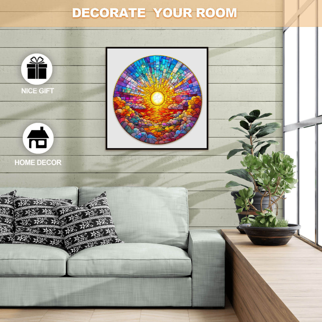 Colorful stained glass rainbow art in a modern living room, perfect for home decor and thoughtful gifts.