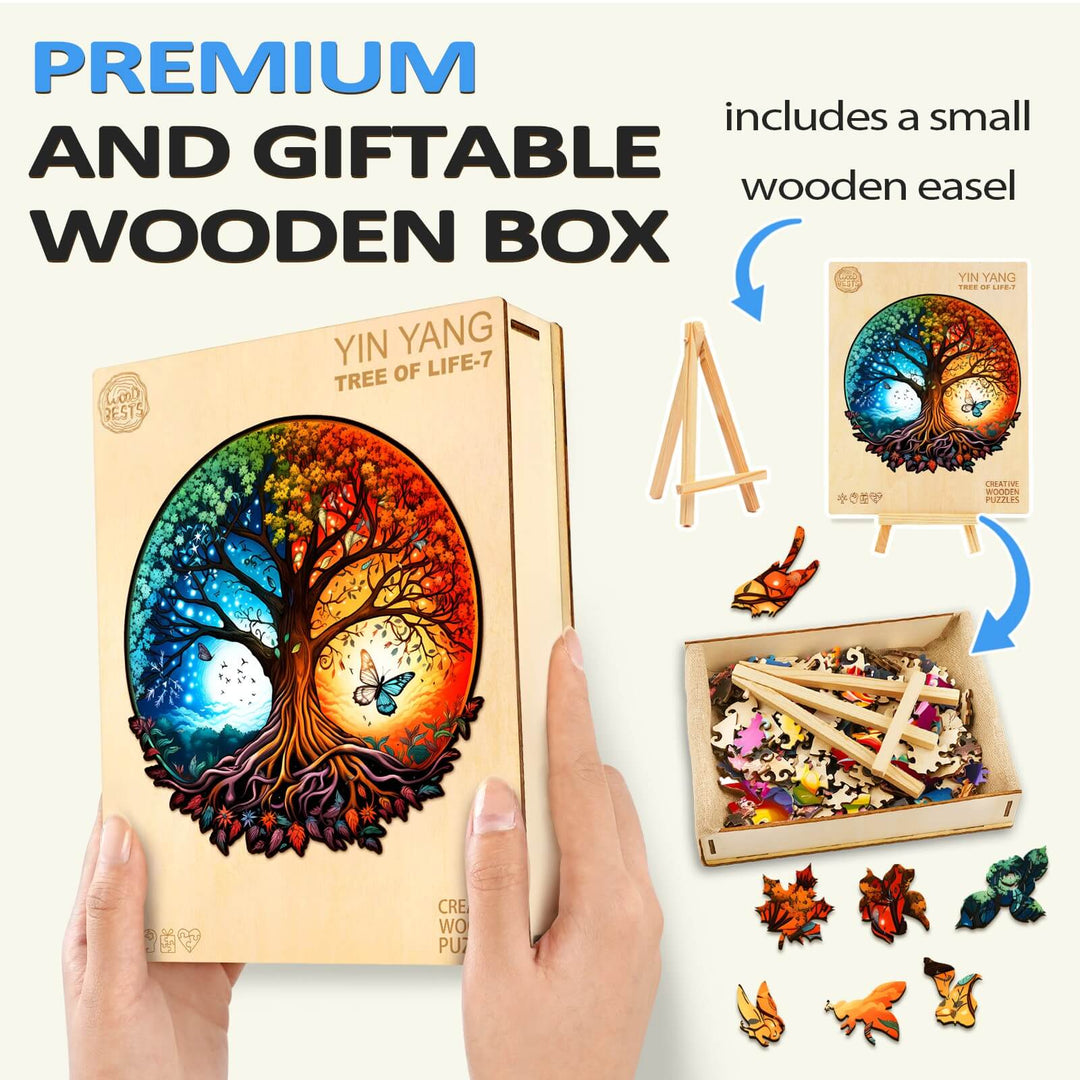 Lebensbaum-Yin-Yang 7 Holzpuzzle