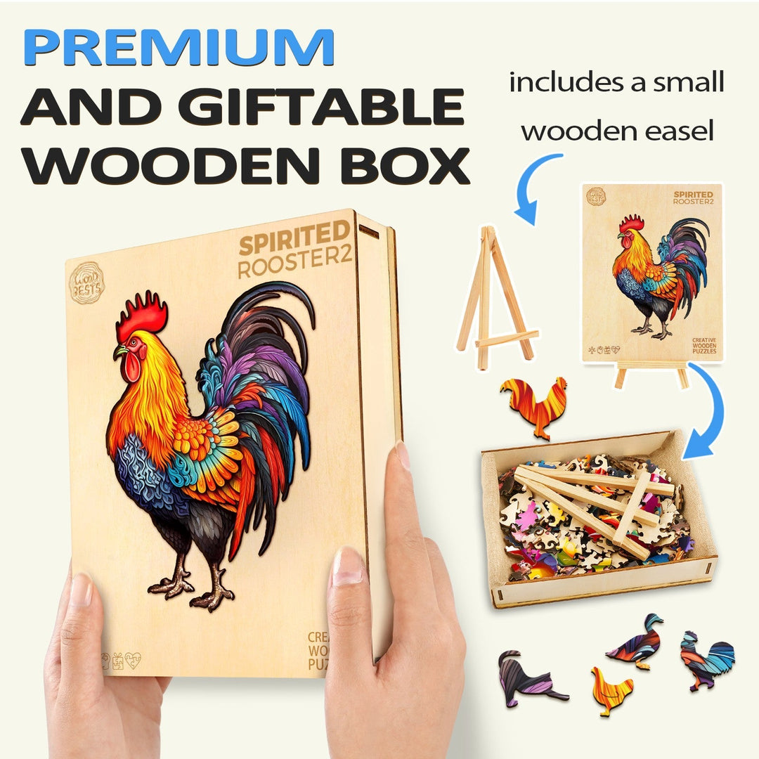 Lebendiger Hahn Holzpuzzle