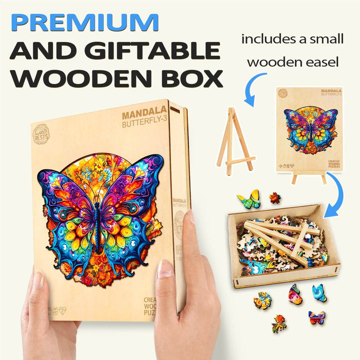 Schmetterlings-Mandala Holzpuzzle