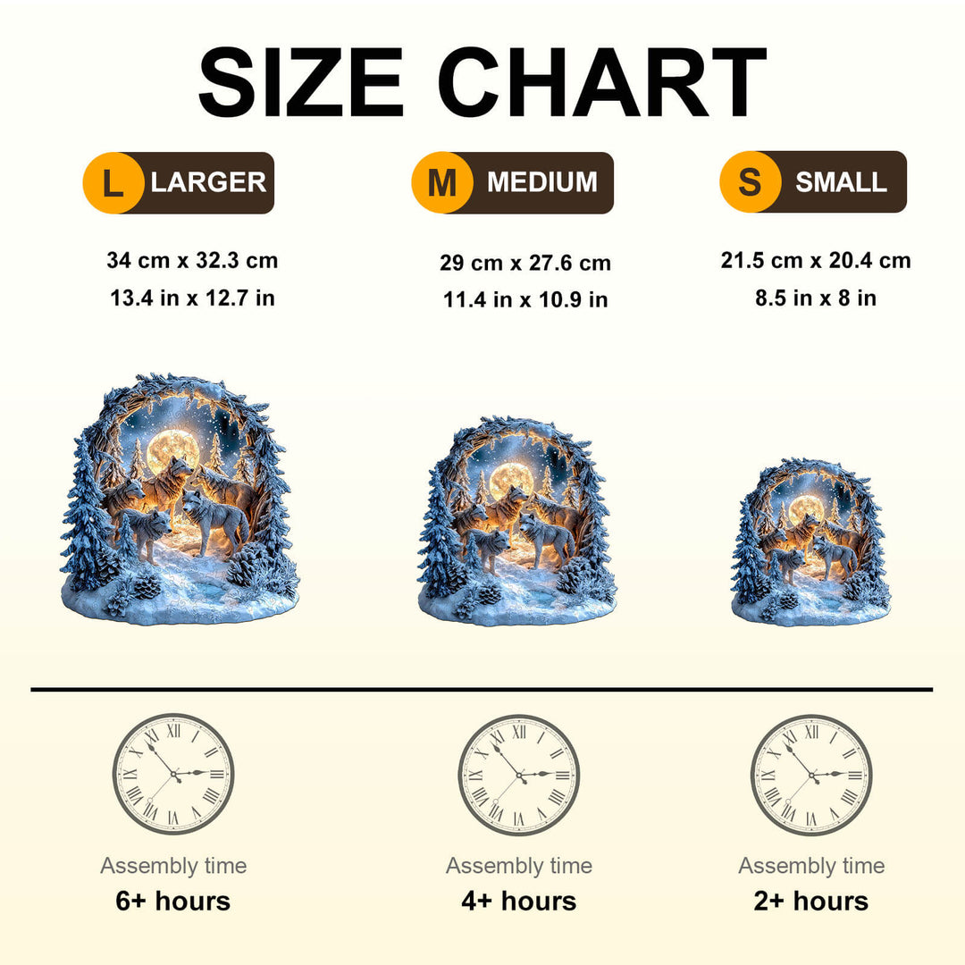 Schneenacht-Wölfe Holzpuzzle