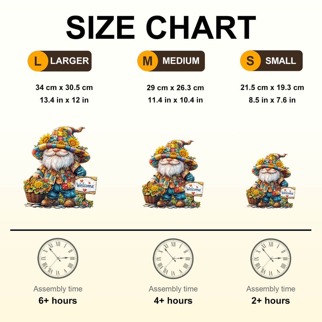 Sunflower gnome Wooden Jigsaw Puzzle