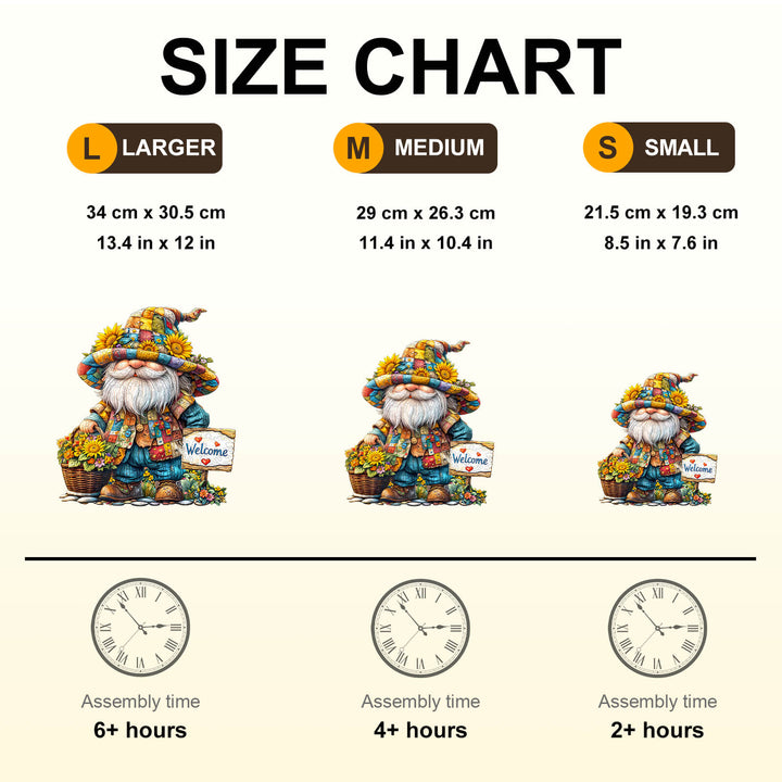 Sunflower gnome Wooden Jigsaw Puzzle