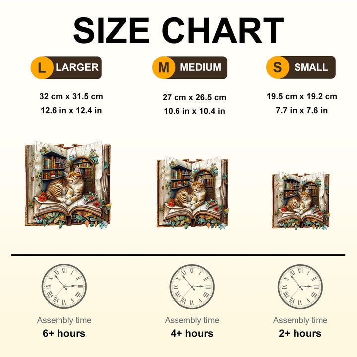 Katze im Buch Holzpuzzle