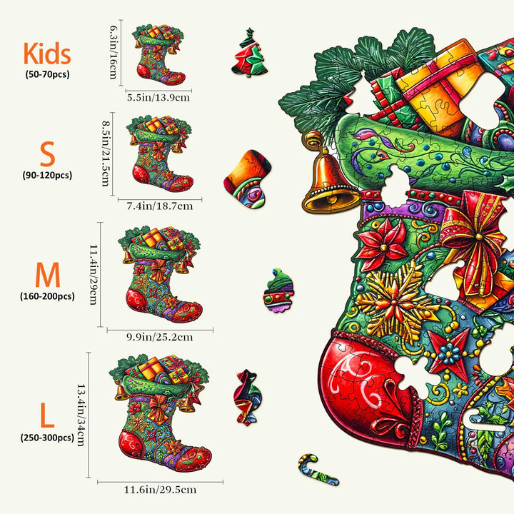 Weihnachtsstrümpfe Holzpuzzle