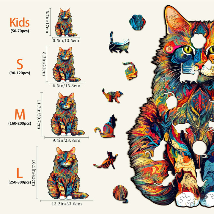 Majestätische Maine-Coon Holzpuzzle
