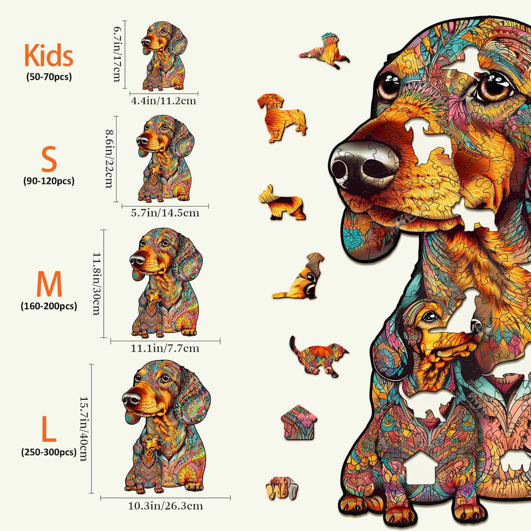Dackel-Familie Holzpuzzle