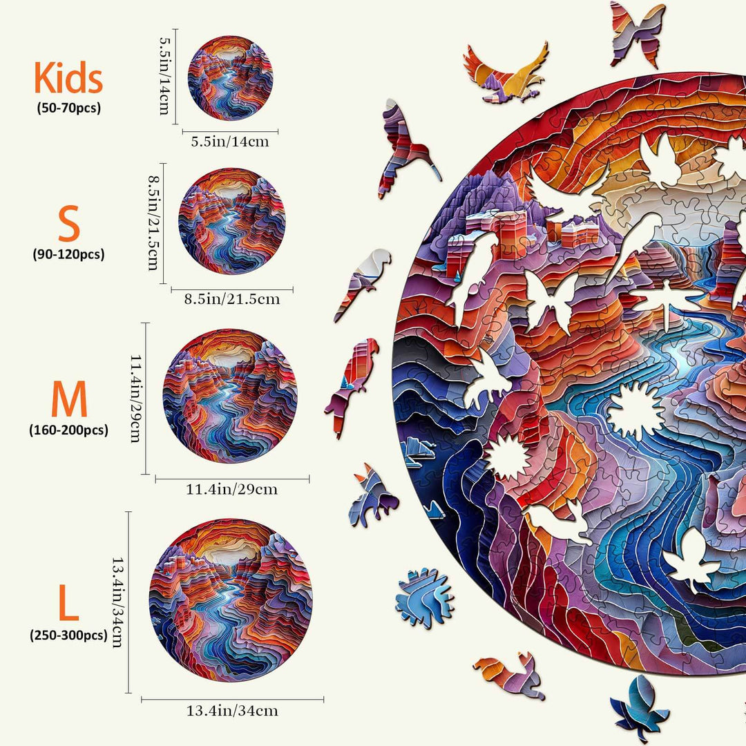 3D Colorful Canyon Wooden Jigsaw Puzzle - Woodbests