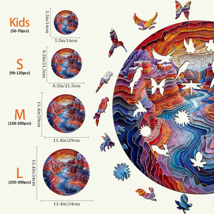 3D Colorful Canyon Wooden Jigsaw Puzzle - Woodbests