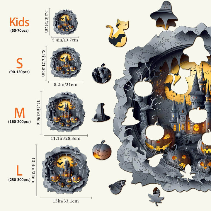 3D Halloween Castle-1 Wooden Jigsaw Puzzle - Woodbests