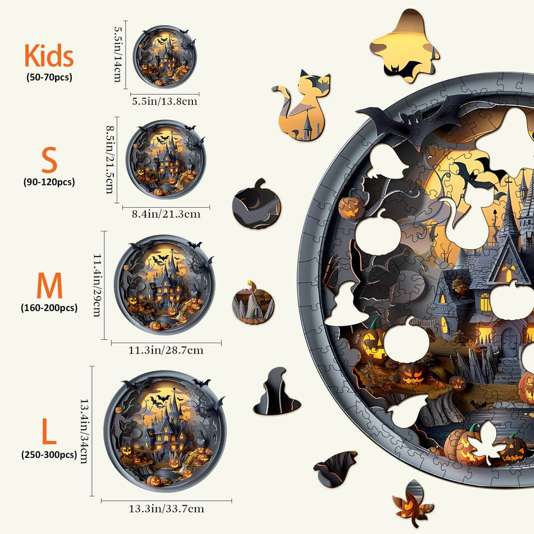 3D Halloween Castle-3 Wooden Jigsaw Puzzle - Woodbests