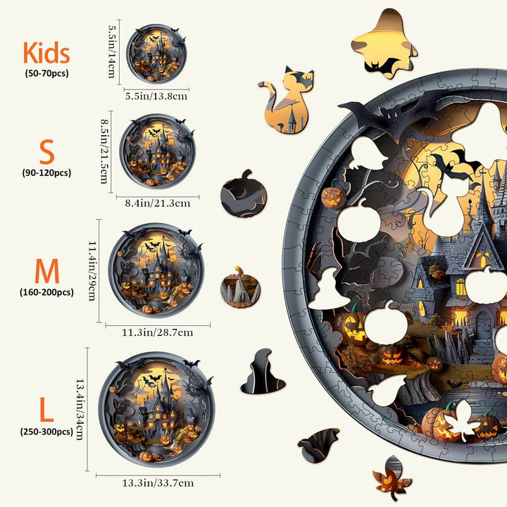3D Halloween Castle-3 Wooden Jigsaw Puzzle - Woodbests